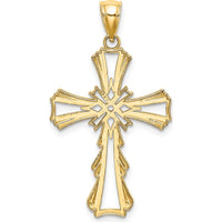 10K Yellow Gold Cut-Out Cross Pendant with Teardrop Sides - 29mm Length