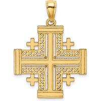 10K Yellow Gold Cut-Out Jerusalem Cross Charm - Faith Symbol Pendant