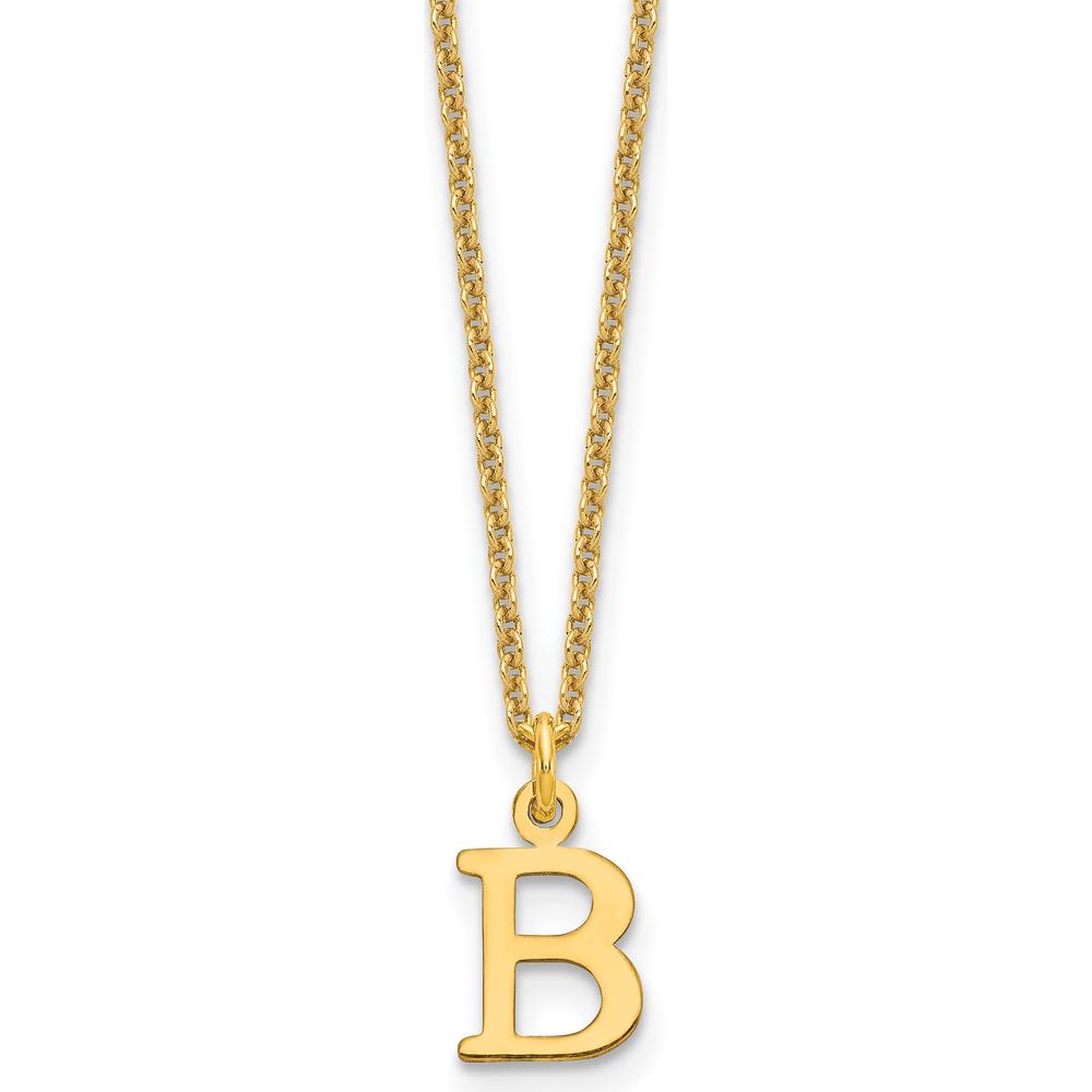 10K Yellow Gold Cutout Letter B Initial Necklace - 18" Cable Chain