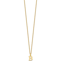 10K Yellow Gold Cutout Letter B Initial Necklace - 18" Cable Chain