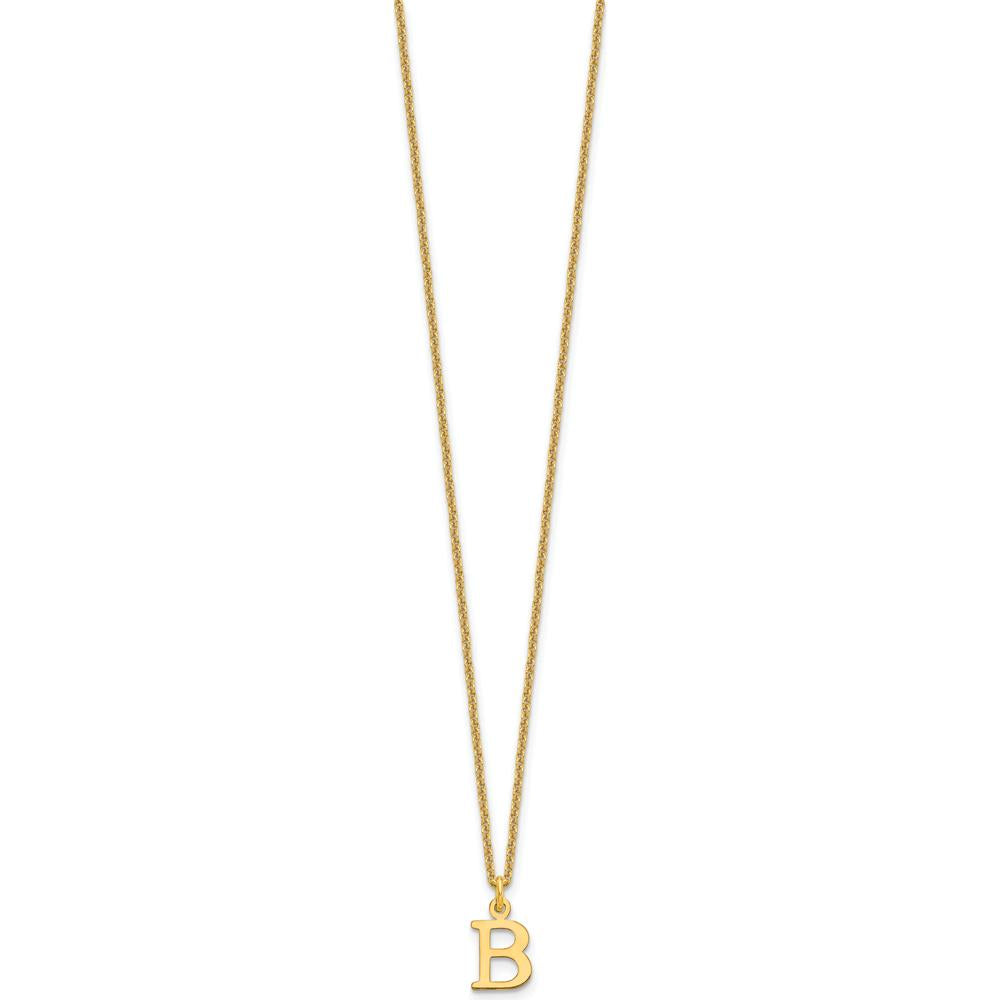 10K Yellow Gold Cutout Letter B Initial Necklace - 18" Cable Chain