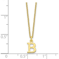 10K Yellow Gold Cutout Letter B Initial Necklace - 18" Cable Chain