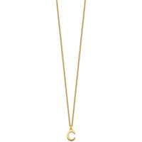 10K Yellow Gold Cutout Letter C Initial Necklace - 18" Cable Chain