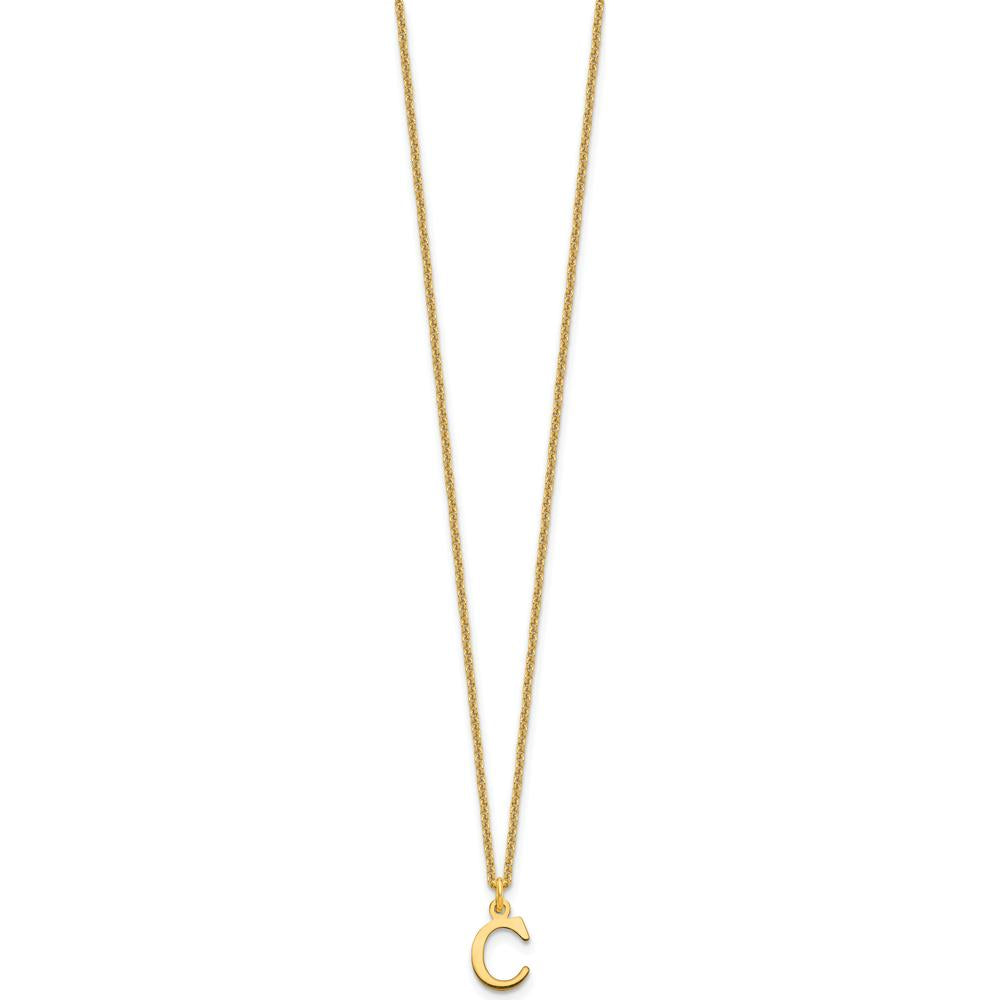 10K Yellow Gold Cutout Letter C Initial Necklace - 18" Cable Chain