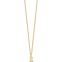 10K Yellow Gold Cutout Letter E Initial Necklace - 18" Cable Chain