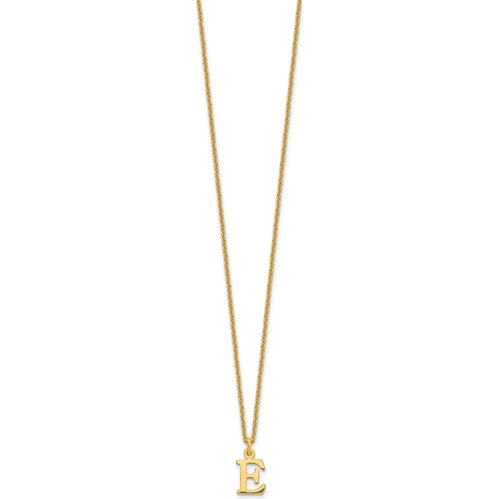 10K Yellow Gold Cutout Letter E Initial Necklace - 18" Cable Chain