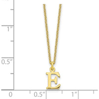 10K Yellow Gold Cutout Letter E Initial Necklace - 18" Cable Chain