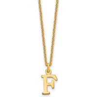 10K Yellow Gold Cutout Letter F Initial Necklace with Polished Finish - 18" Cable Chain