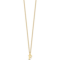 10K Yellow Gold Cutout Letter F Initial Necklace with Polished Finish - 18" Cable Chain