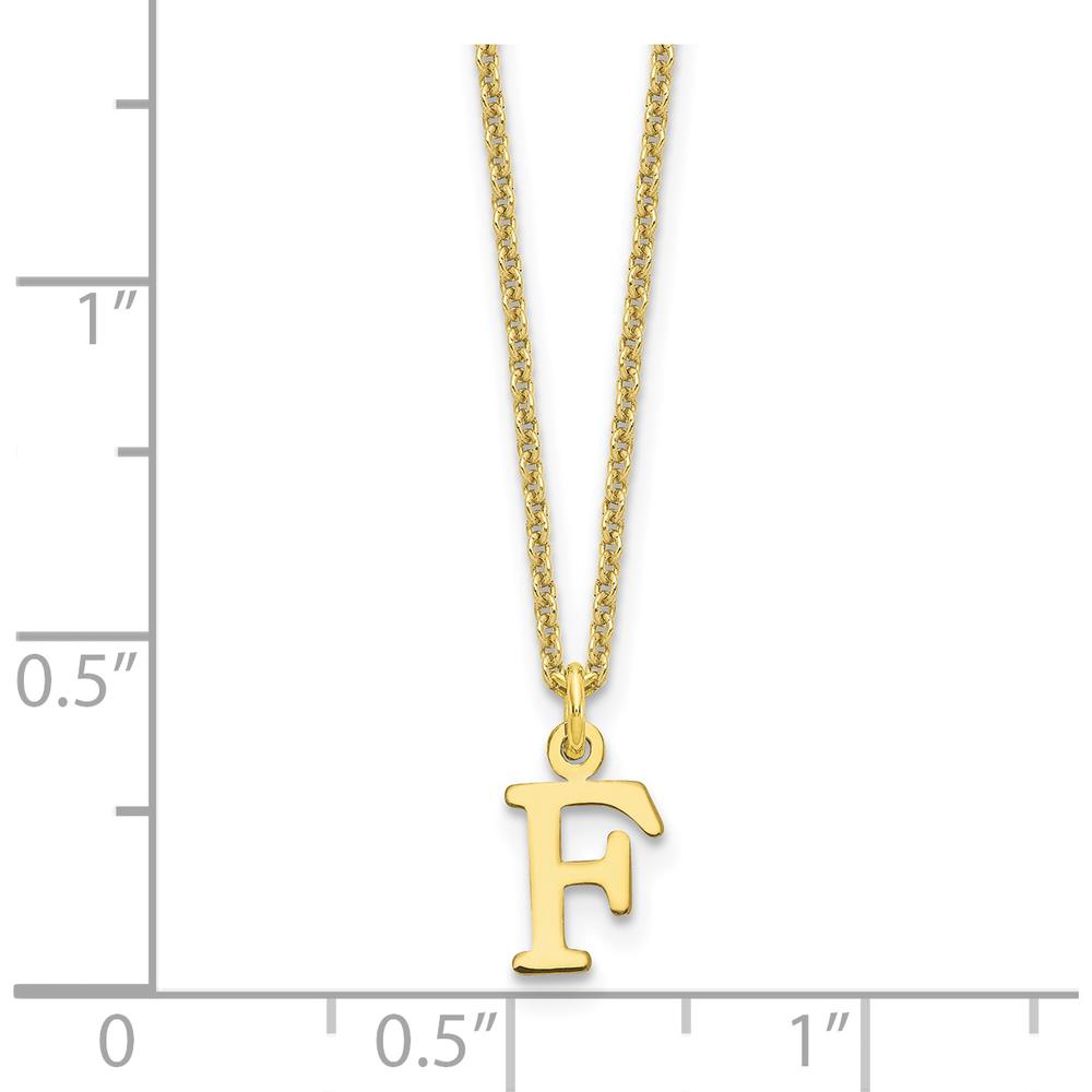 10K Yellow Gold Cutout Letter F Initial Necklace with Polished Finish - 18" Cable Chain