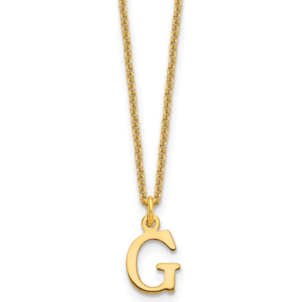 10K Yellow Gold Cutout Letter G Initial Necklace with Polished Finish - 18" Cable Chain