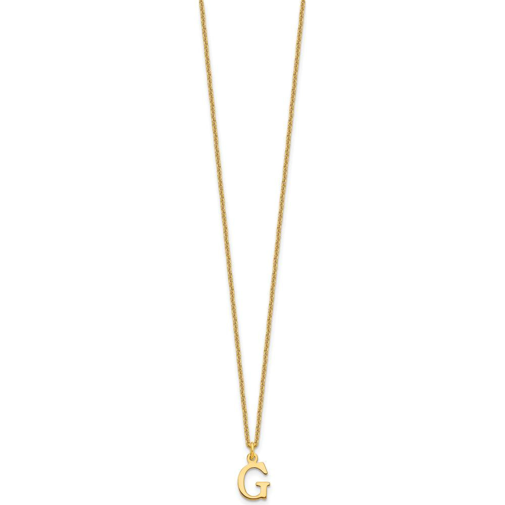 10K Yellow Gold Cutout Letter G Initial Necklace with Polished Finish - 18" Cable Chain
