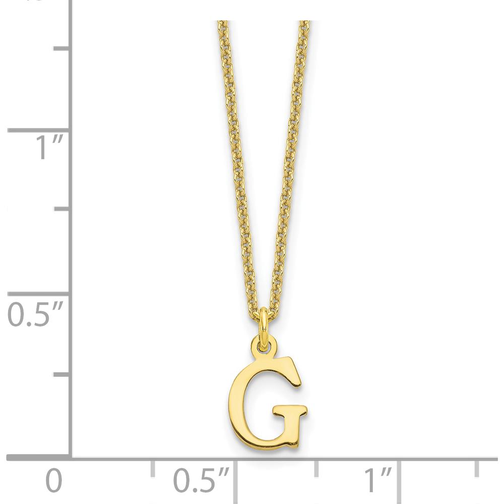 10K Yellow Gold Cutout Letter G Initial Necklace with Polished Finish - 18" Cable Chain