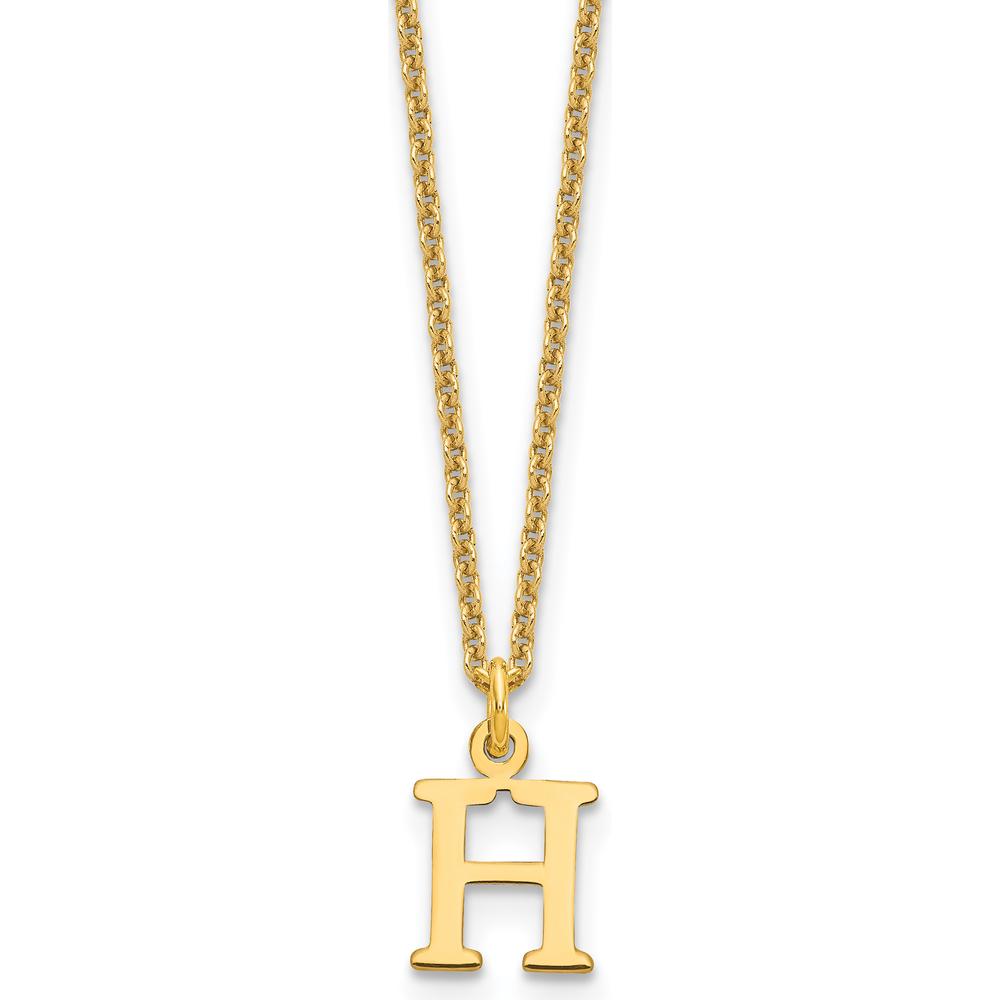 10K Yellow Gold Cutout Letter H Initial Necklace - 18" Cable Chain