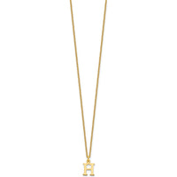 10K Yellow Gold Cutout Letter H Initial Necklace - 18" Cable Chain