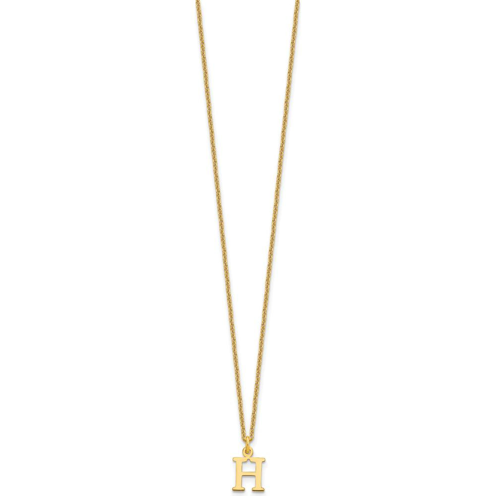 10K Yellow Gold Cutout Letter H Initial Necklace - 18" Cable Chain
