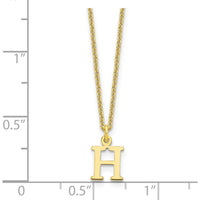 10K Yellow Gold Cutout Letter H Initial Necklace - 18" Cable Chain