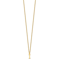 10K Yellow Gold Cutout Letter I Initial Necklace - Polished Finish, 18" Cable Chain