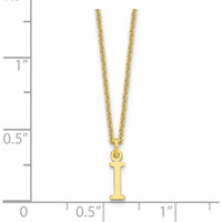 10K Yellow Gold Cutout Letter I Initial Necklace - Polished Finish, 18" Cable Chain