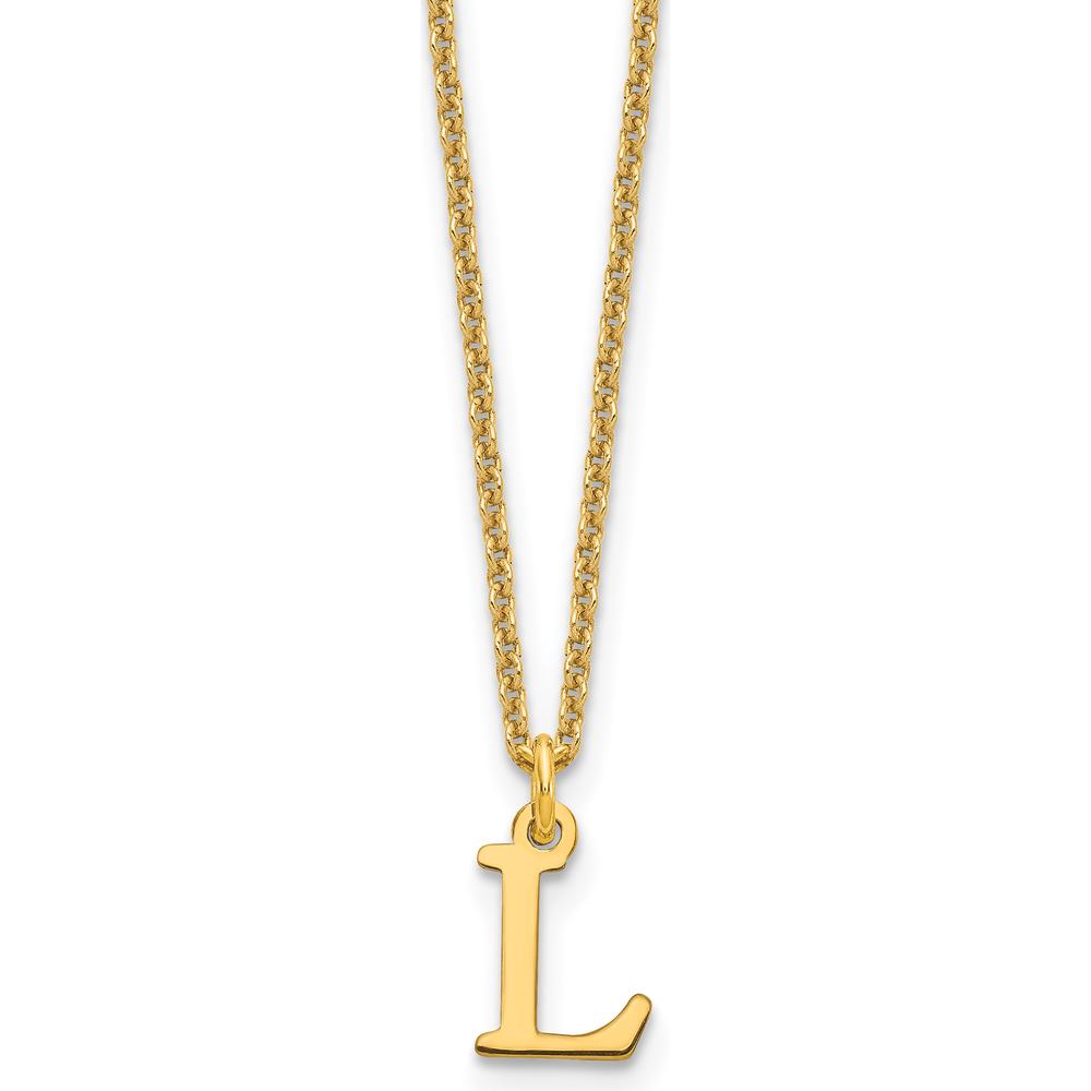 10K Yellow Gold Cutout Letter L Initial Necklace with 18" Cable Chain - Personalized Jewelry Piece