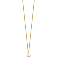 10K Yellow Gold Cutout Letter L Initial Necklace with 18" Cable Chain - Personalized Jewelry Piece