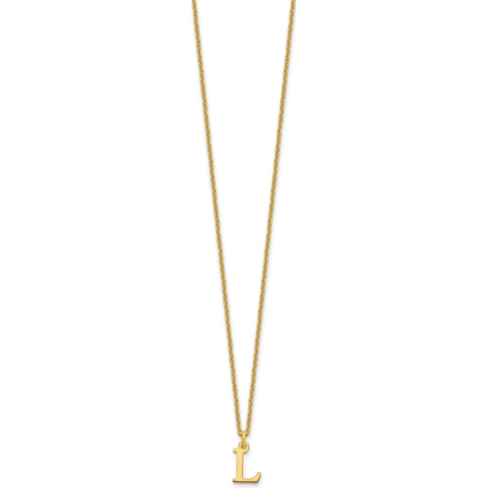 10K Yellow Gold Cutout Letter L Initial Necklace with 18" Cable Chain - Personalized Jewelry Piece