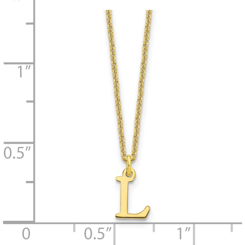 10K Yellow Gold Cutout Letter L Initial Necklace with 18" Cable Chain - Personalized Jewelry Piece