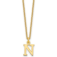 10K Yellow Gold Cutout Letter N Initial Necklace with Polished Cable Chain - 18"