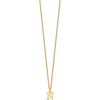 10K Yellow Gold Cutout Letter N Initial Necklace with Polished Cable Chain - 18"