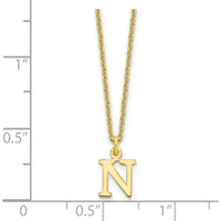 10K Yellow Gold Cutout Letter N Initial Necklace with Polished Cable Chain - 18"