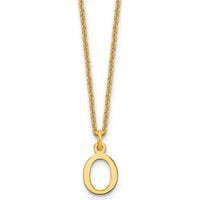 10K Yellow Gold Cutout Letter O Initial Pendant Necklace - 18" Cable Chain