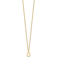 10K Yellow Gold Cutout Letter O Initial Pendant Necklace - 18" Cable Chain