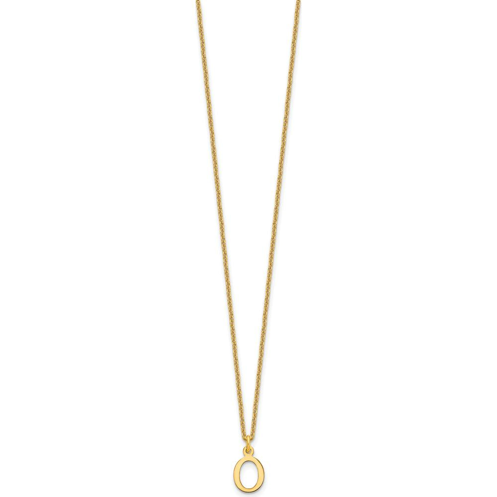 10K Yellow Gold Cutout Letter O Initial Pendant Necklace - 18" Cable Chain