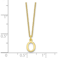 10K Yellow Gold Cutout Letter O Initial Pendant Necklace - 18" Cable Chain