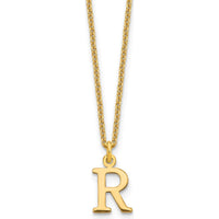 10K Yellow Gold Cutout Letter R Initial Necklace on 18" Cable Chain