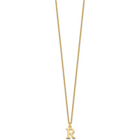 10K Yellow Gold Cutout Letter R Initial Necklace on 18" Cable Chain