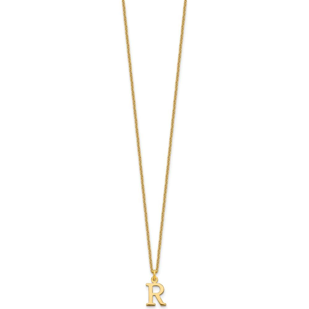 10K Yellow Gold Cutout Letter R Initial Necklace on 18" Cable Chain