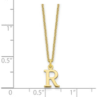 10K Yellow Gold Cutout Letter R Initial Necklace on 18" Cable Chain