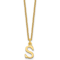 10K Yellow Gold Cutout Letter S Initial Necklace on 18" Cable Chain