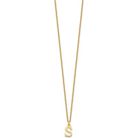 10K Yellow Gold Cutout Letter S Initial Necklace on 18" Cable Chain
