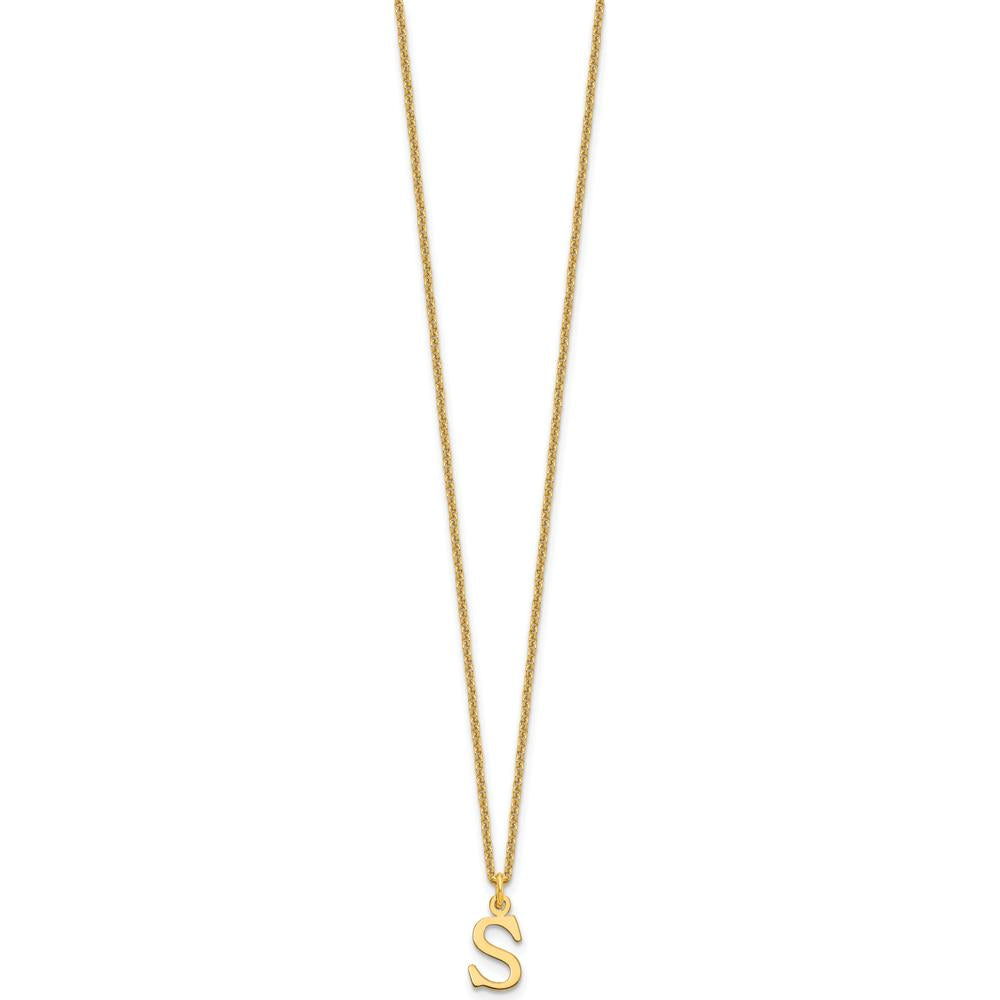 10K Yellow Gold Cutout Letter S Initial Necklace on 18" Cable Chain