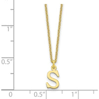 10K Yellow Gold Cutout Letter S Initial Necklace on 18" Cable Chain