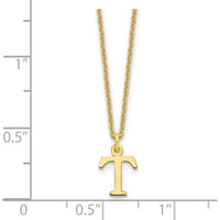 10K Yellow Gold Cutout Letter T Initial Pendant Necklace on 18" Cable Chain