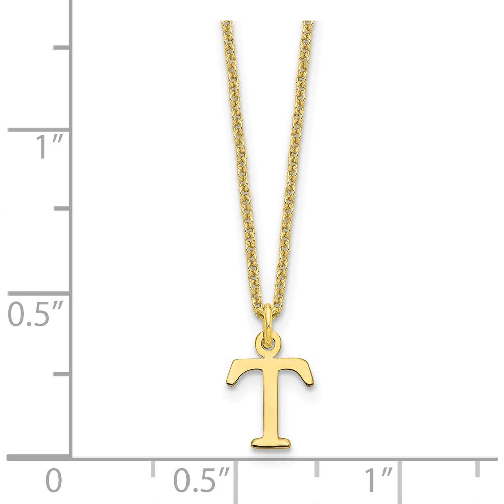 10K Yellow Gold Cutout Letter T Initial Pendant Necklace on 18" Cable Chain