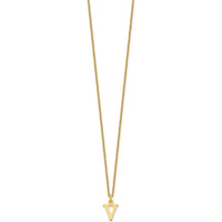 10K Yellow Gold Cutout Letter V Initial Necklace - Polished Finish 18" Cable Chain