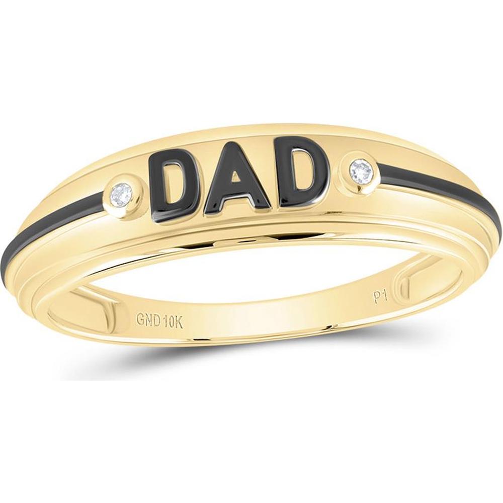 10K Yellow Gold Dad Band Ring with Round Bezel-Set Diamond - 0.01 Carat Total Diamond Weight