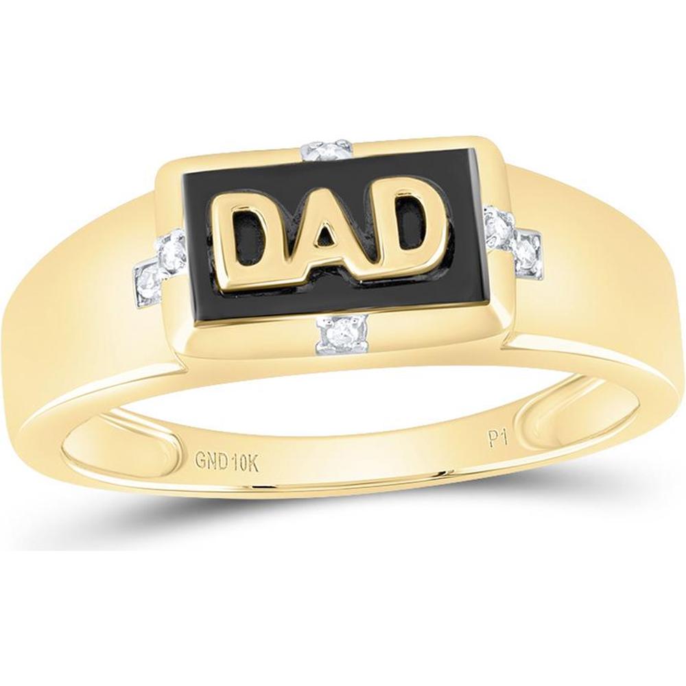 10K Yellow Gold Dad Band Ring with Round Prong-Set Diamonds - 0.03 Carat Total Diamond Weight