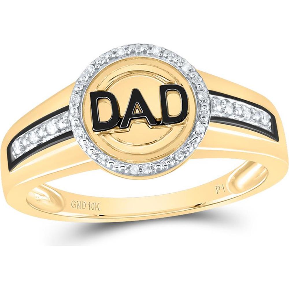 10K Yellow Gold Dad Circle Ring with Round Diamonds - 0.07 Carat Total Diamond Weight