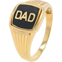 10K Yellow Gold 'DAD' Flip Gents Ring with Diamond Accent