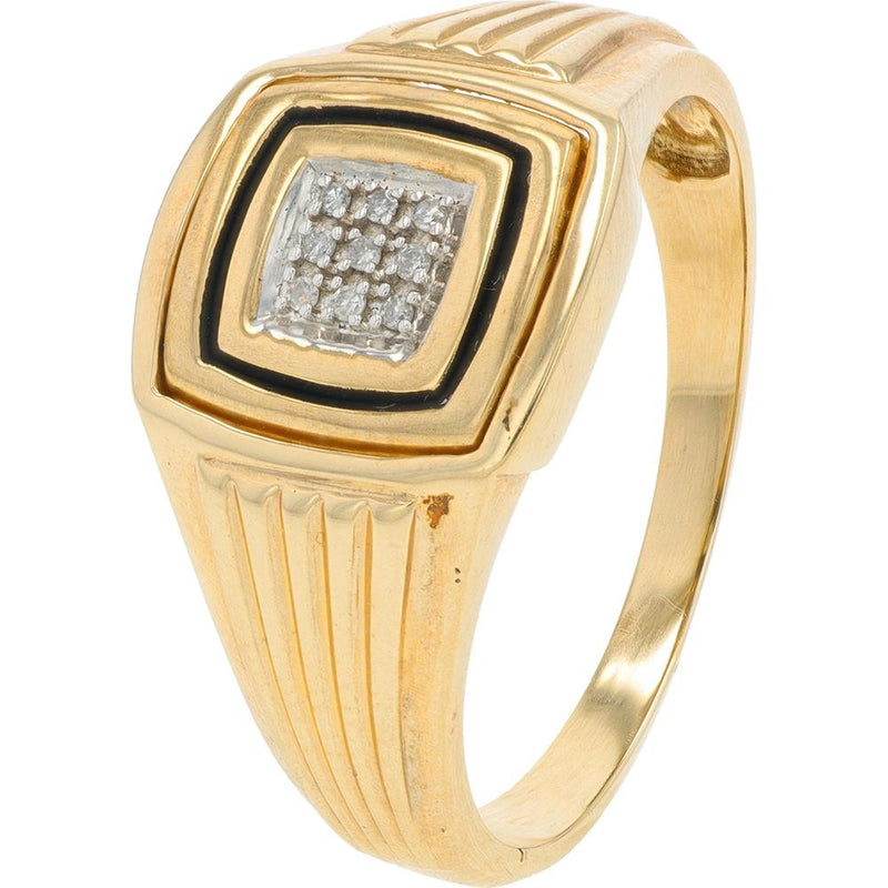 10K Yellow Gold 'DAD' Flip Gents Ring with Diamond Accent